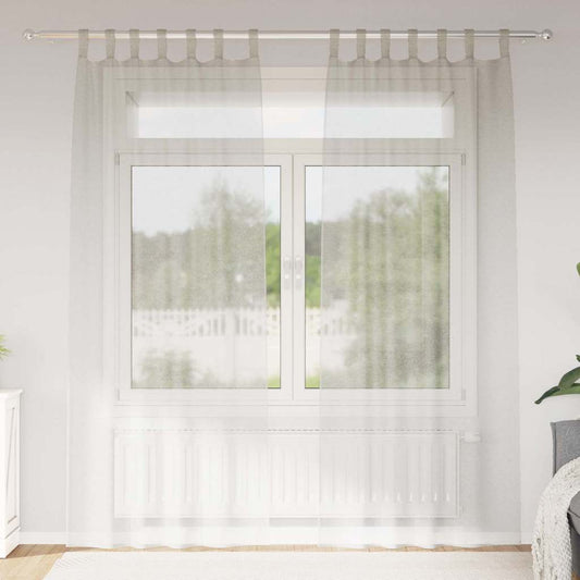 vidaXL Κουρτίνες με κουρτίνες 2 pcs Κρεμ 140 x 245 εκ. Πολυεστέρας