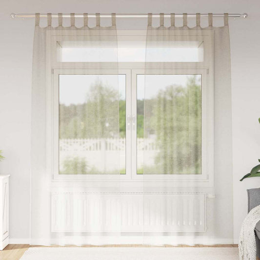 vidaXL Κουρτίνες με κουρτίνες 2 pcs Άμμος 140 x 260 εκ. Πολυεστέρας