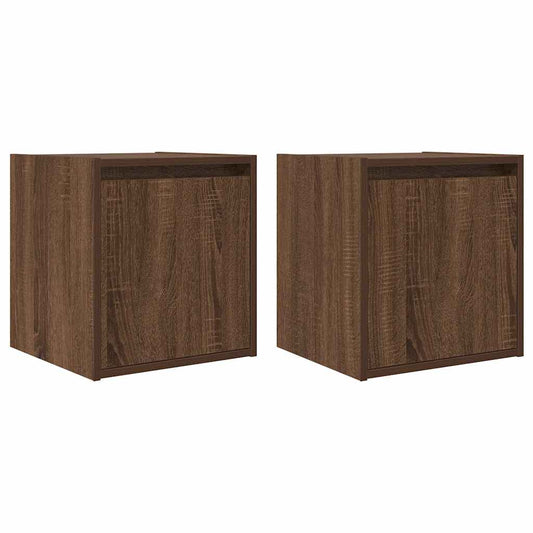 vidaXL Κομοδίνα Επιτοίχια 2 τεμ. Καφέ Δρυς 38x34x40 εκ.