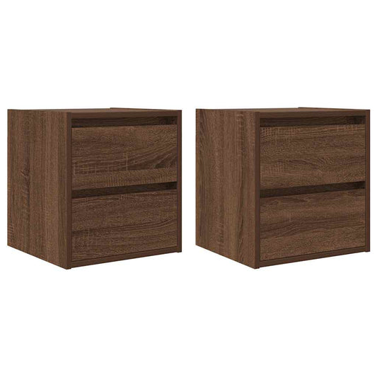 vidaXL Κομοδίνα Επιτοίχια 2 τεμ. Καφέ Δρυς 38x34x40 εκ.