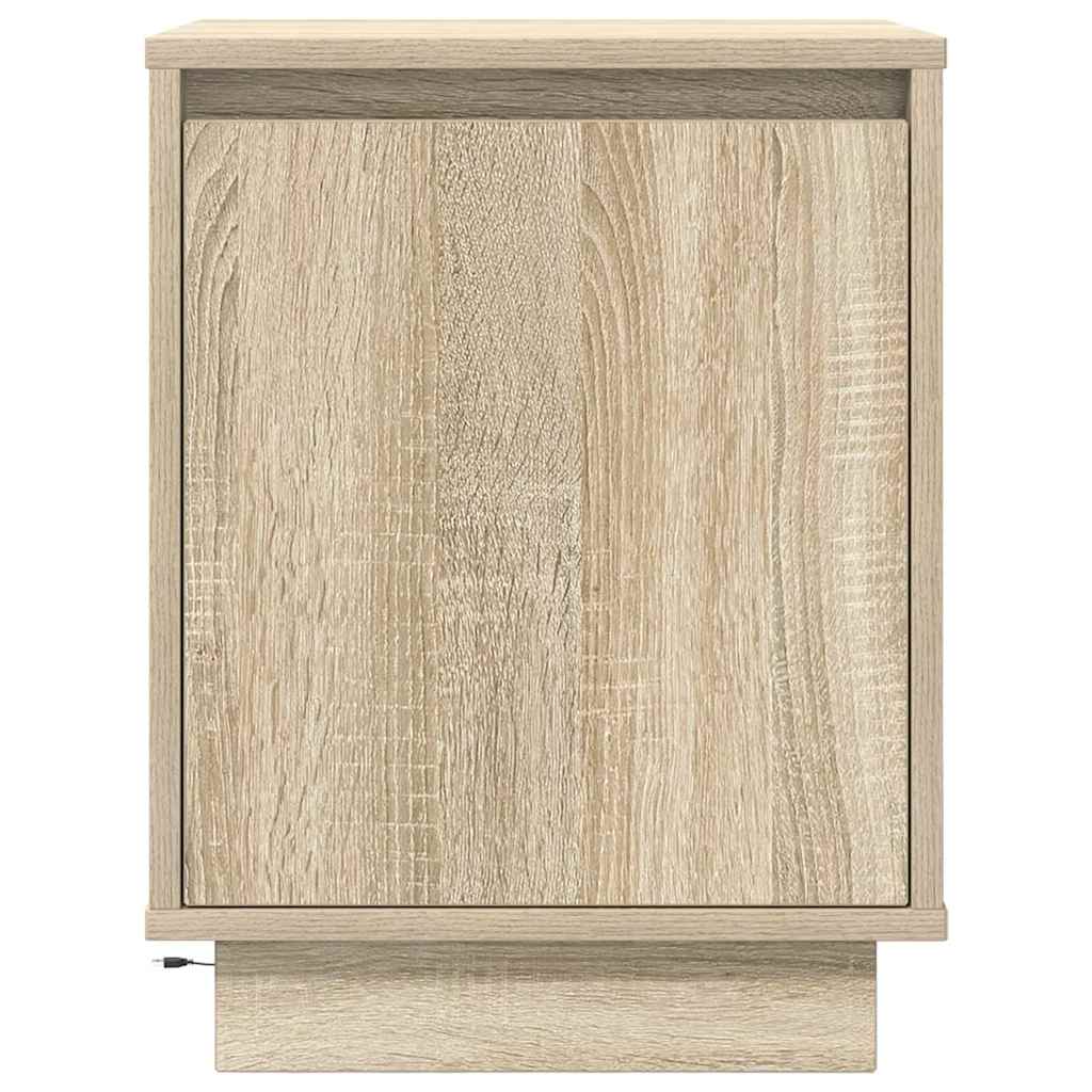 vidaXL Κομοδίνα με φώτα LED 2 τεμάχια Sonoma Oak 38x34x50 cm