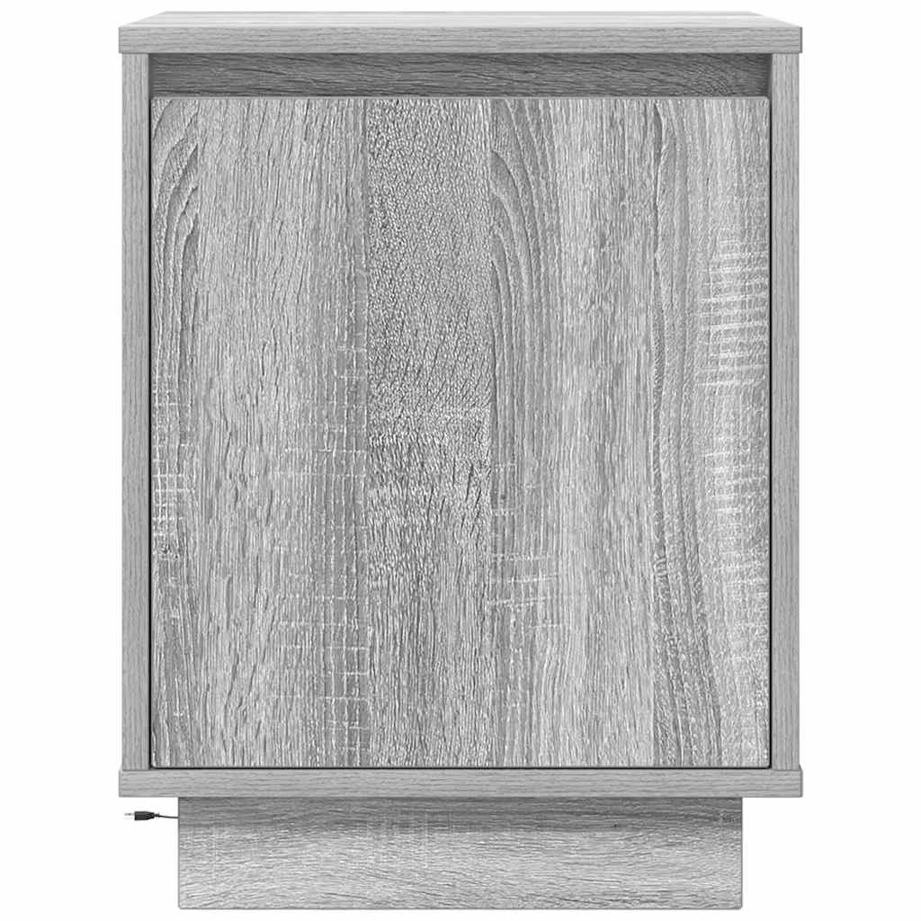 vidaXL Κομοδίνα με φώτα LED 2 τεμάχια Γκρι Sonoma 38x34x50 cm