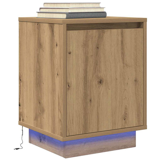 vidaXL Κομοδίνο με φώτα LED Artisan Oak 38x34x50 cm