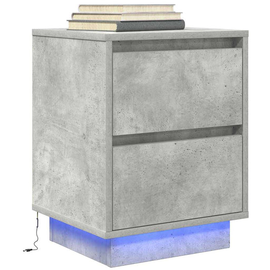 vidaXL Κομοδίνο με φώτα LED Μπετόν Γκρι 38x34x50 cm