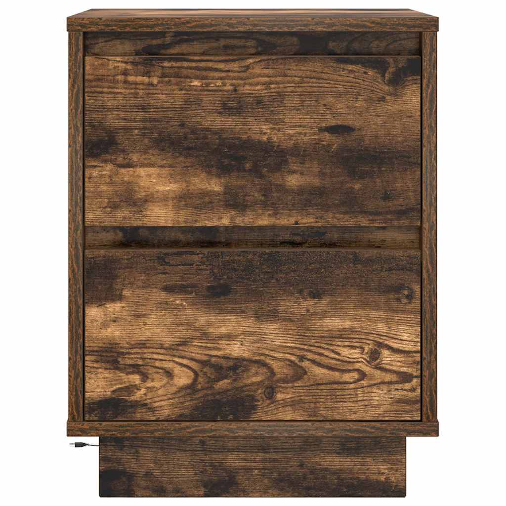 vidaXL Κομοδίνα με φώτα LED 2 τεμάχια Καπνιστή δρυς 38x34x50 cm