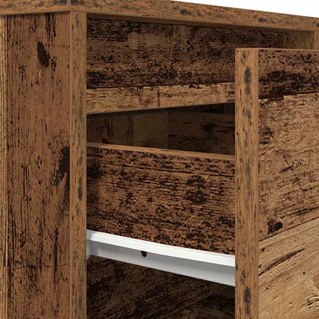 vidaXL Κομοδίνο με φώτα LED Παλιό ξύλο 38x34x50 cm