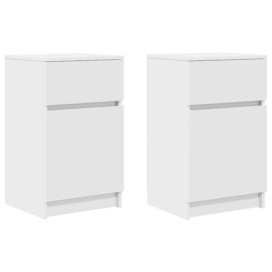 vidaXL Κομοδίνα 2 τεμ. Λευκά 39x35x65 εκ. από Επεξεργασμένο Ξύλο