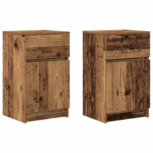 vidaXL Κομοδίνα 2 τεμ. Όψη Παλαιού Ξύλου 39x35x65 εκ. από Επεξ. Ξύλο