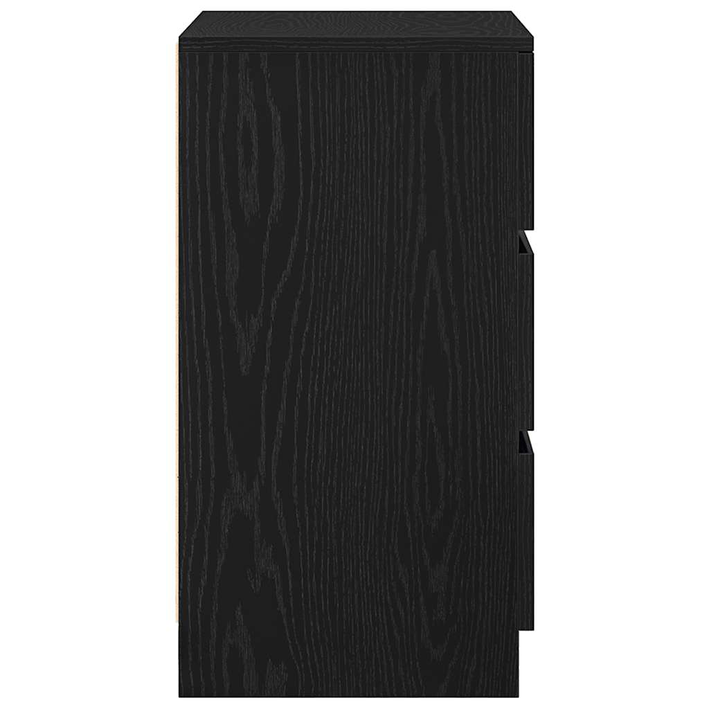 vidaXL Κομοδίνα με 3 συρτάρια 2 τεμάχια Μαύρο 39x35x65 εκ.