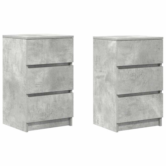 vidaXL Κομοδίνα με 3 συρτάρια 2 τμχ Μπετόν Γκρι 39x35x65 εκ.
