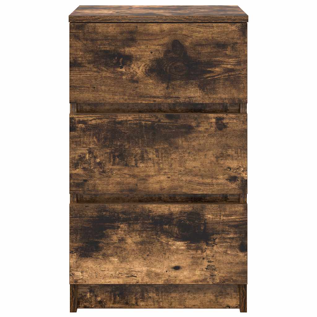 vidaXL Κομοδίνο με 3 συρτάρια Καπνιστή δρυς 39x35x65 εκ.