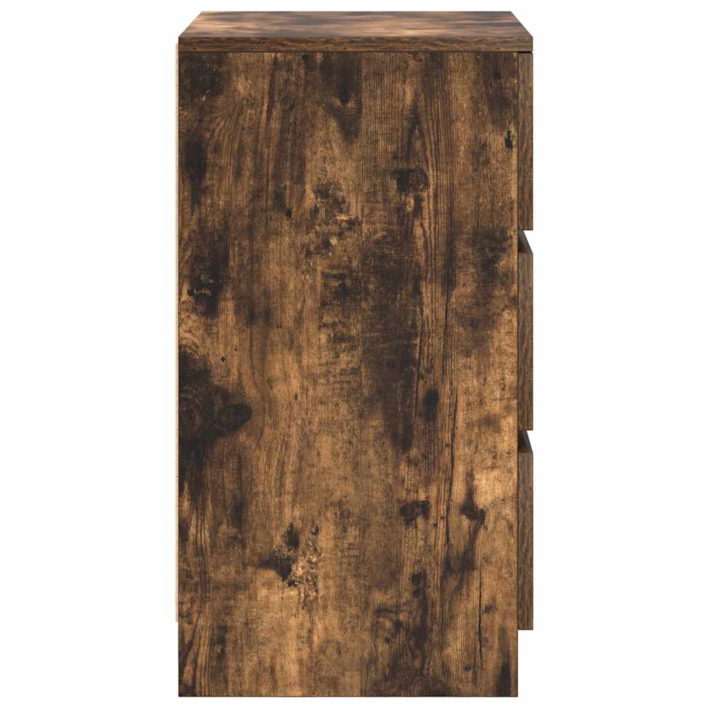 vidaXL Κομοδίνο με 3 συρτάρια Καπνιστή δρυς 39x35x65 εκ.