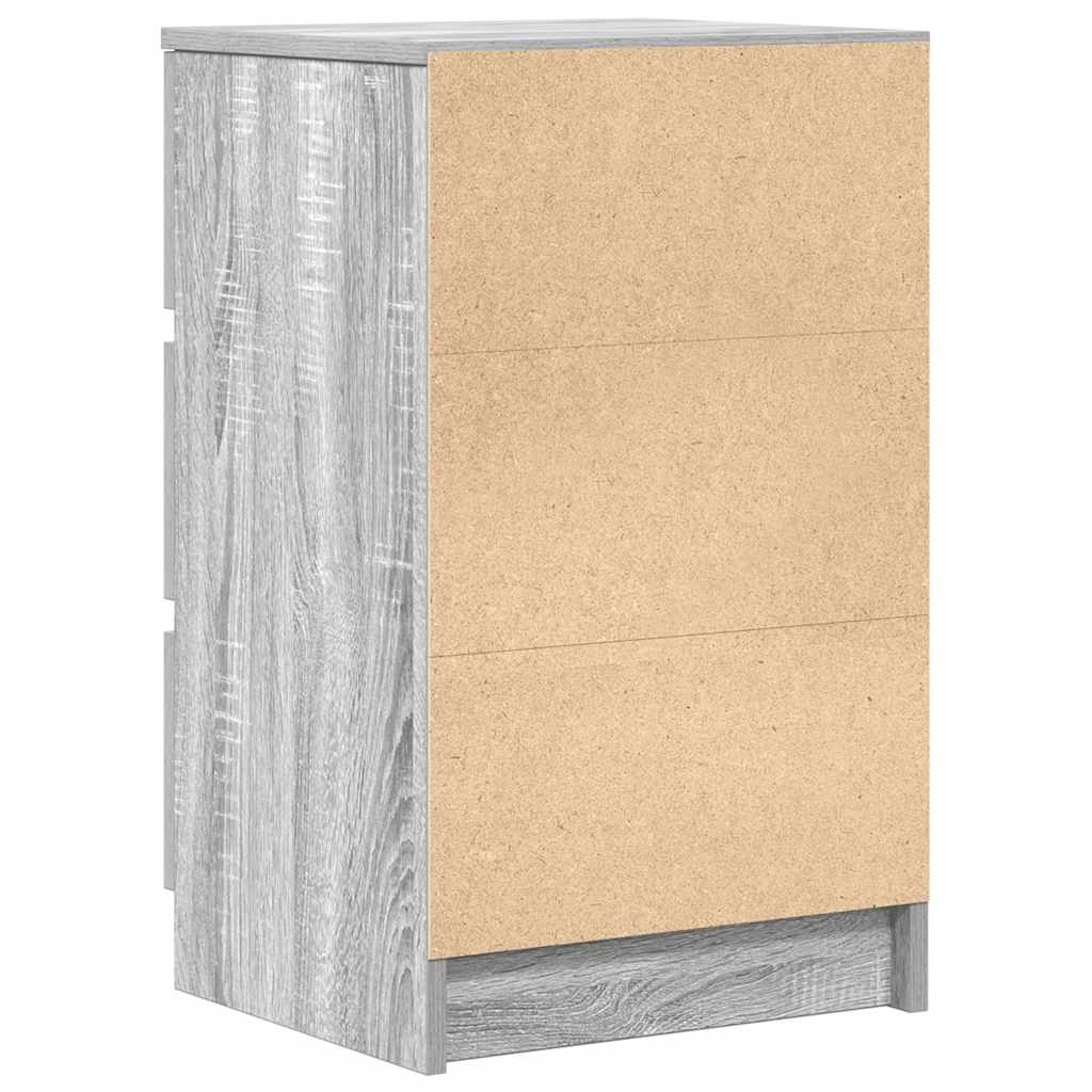 vidaXL Κομοδίνα με 3 συρτάρια 2 τεμάχια Γκρι Sonoma 39x35x65 εκ.