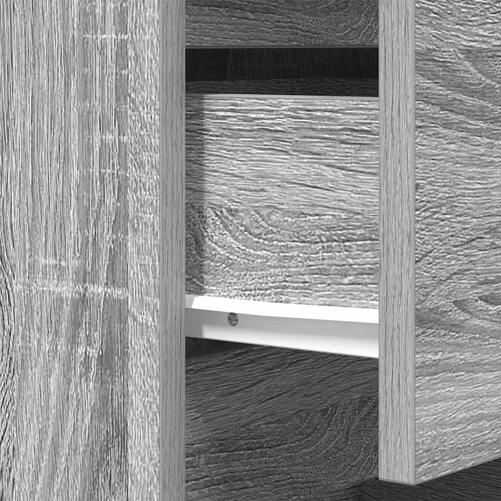 vidaXL Κομοδίνα με 3 συρτάρια 2 τεμάχια Γκρι Sonoma 39x35x65 εκ.