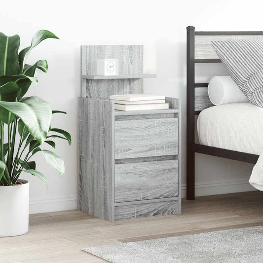 vidaXL Κομοδίνα με 2 συρτάρια 2 τεμάχια Γκρι Sonoma 38x34x80 εκ.