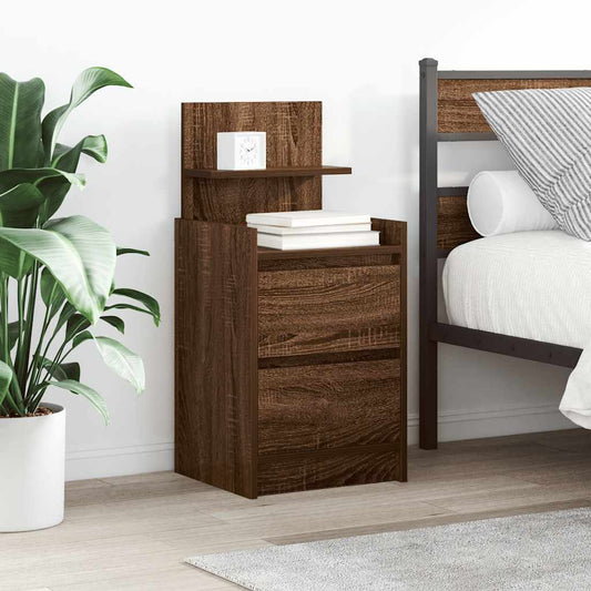 vidaXL Κομοδίνα με 2 συρτάρια 2 τεμάχια Καφέ Δρυς 38x34x80 εκ.