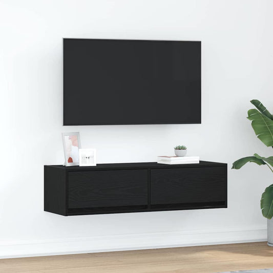 vidaXL Ντουλάπι TV Μαύρη δρυς 100 x 31 x 25.5 εκ. Επεξεργασμένο ξύλο