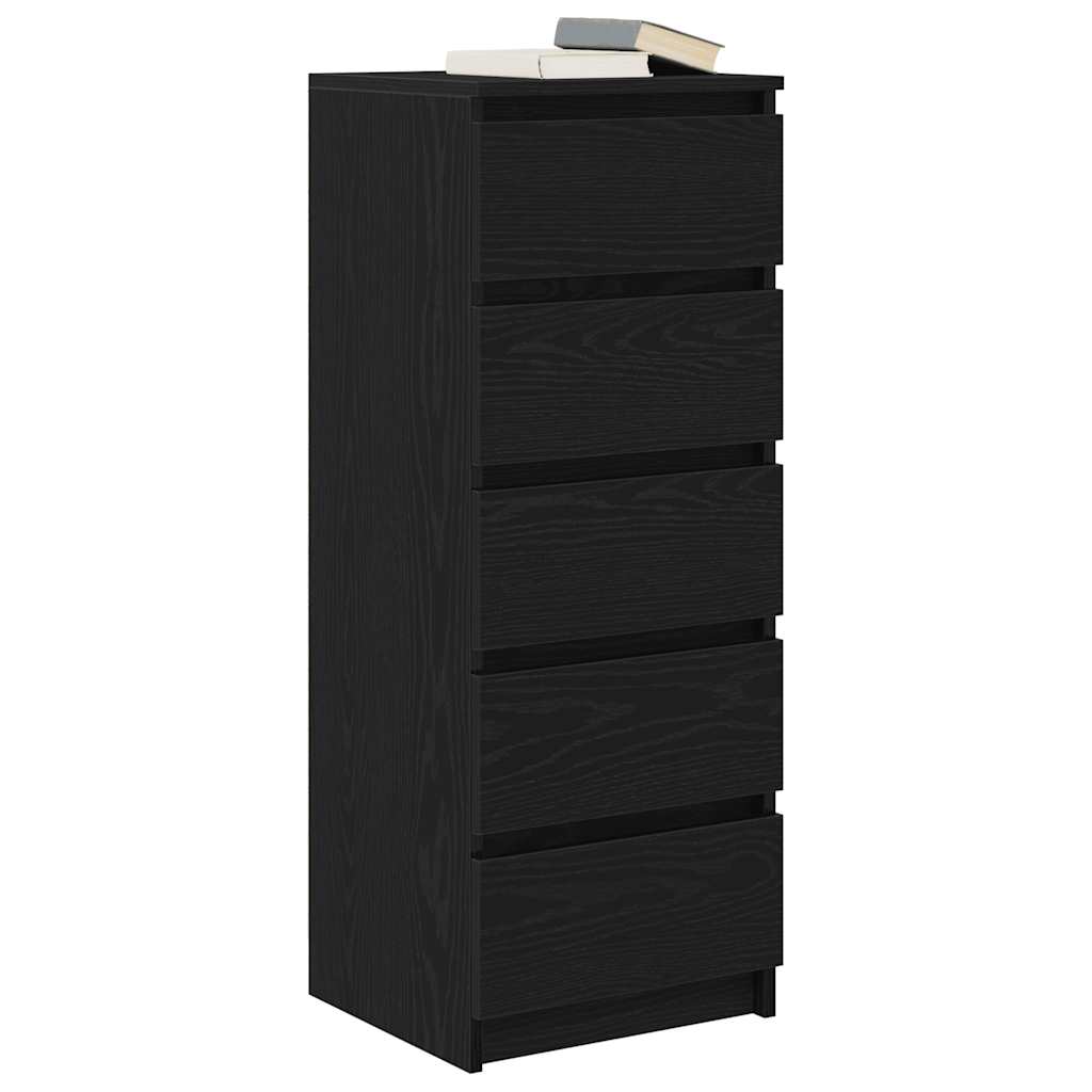 vidaXL Συρταριέρα με Συρτάρια Μαύρη βελανιδιά 37,5x35x99εκ. Επεξ. Ξύλο