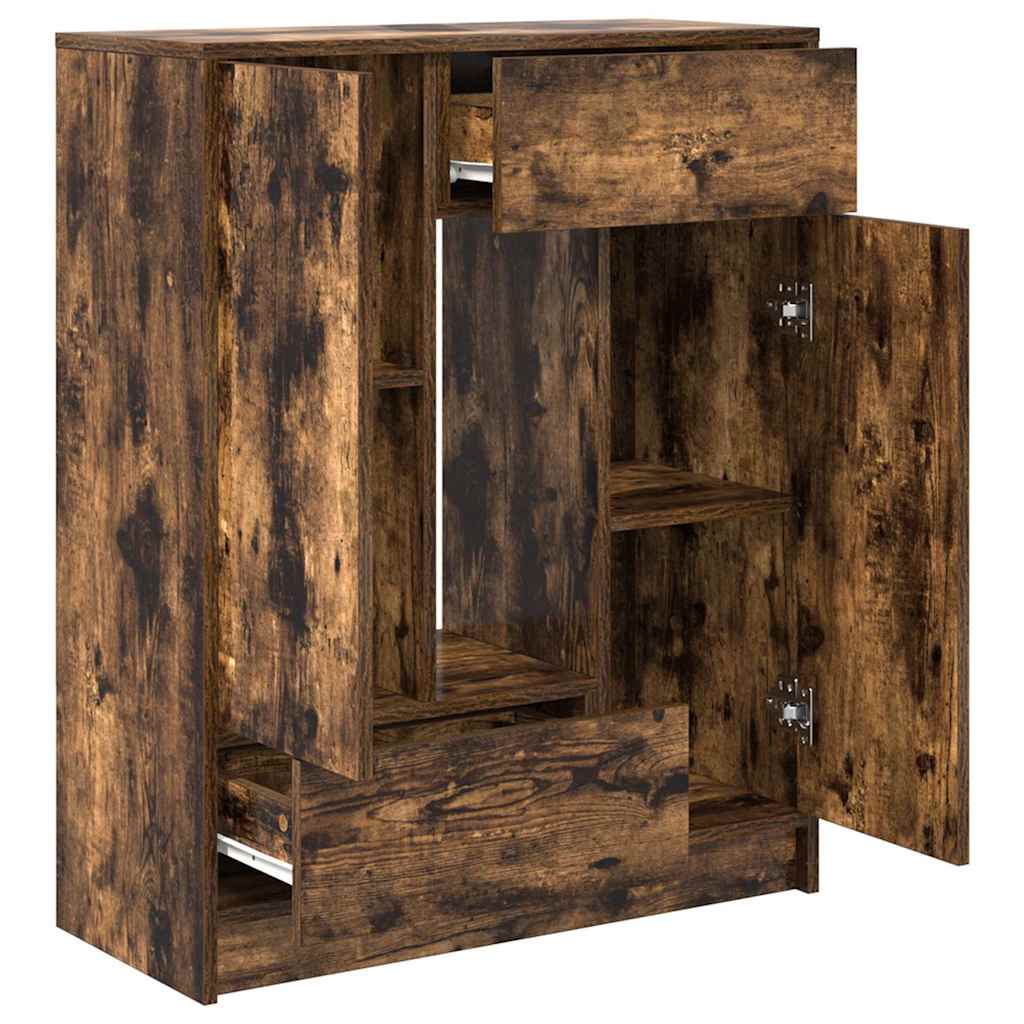 vidaXL Συρταριέρα με Συρτάρια και Πόρτες Καπνιστή Δρυς 73x31x90 εκ