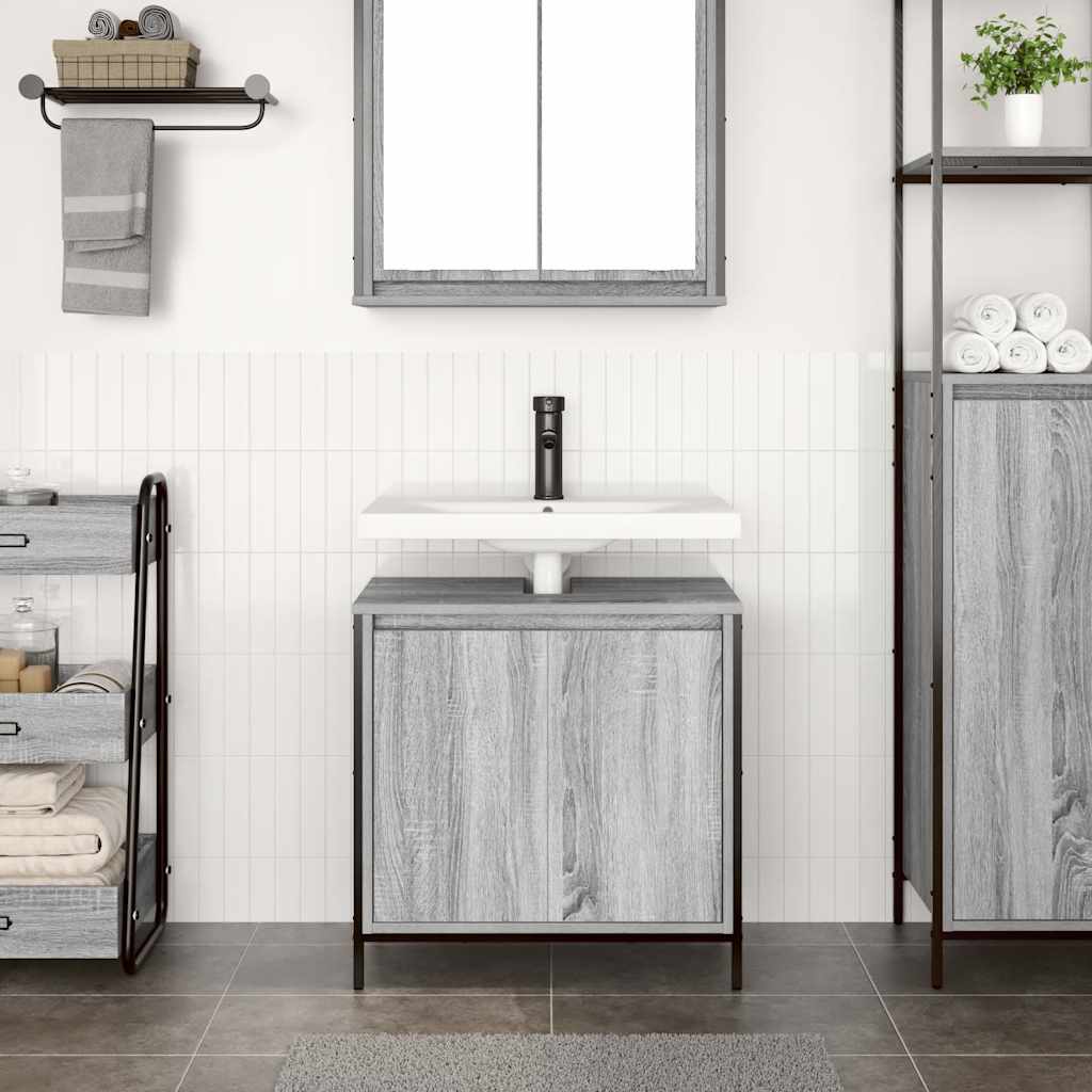 vidaXL Ντουλάπι Νιπτήρα Μπάνιου Γκρι Sonoma 60x34,5x60 εκ.