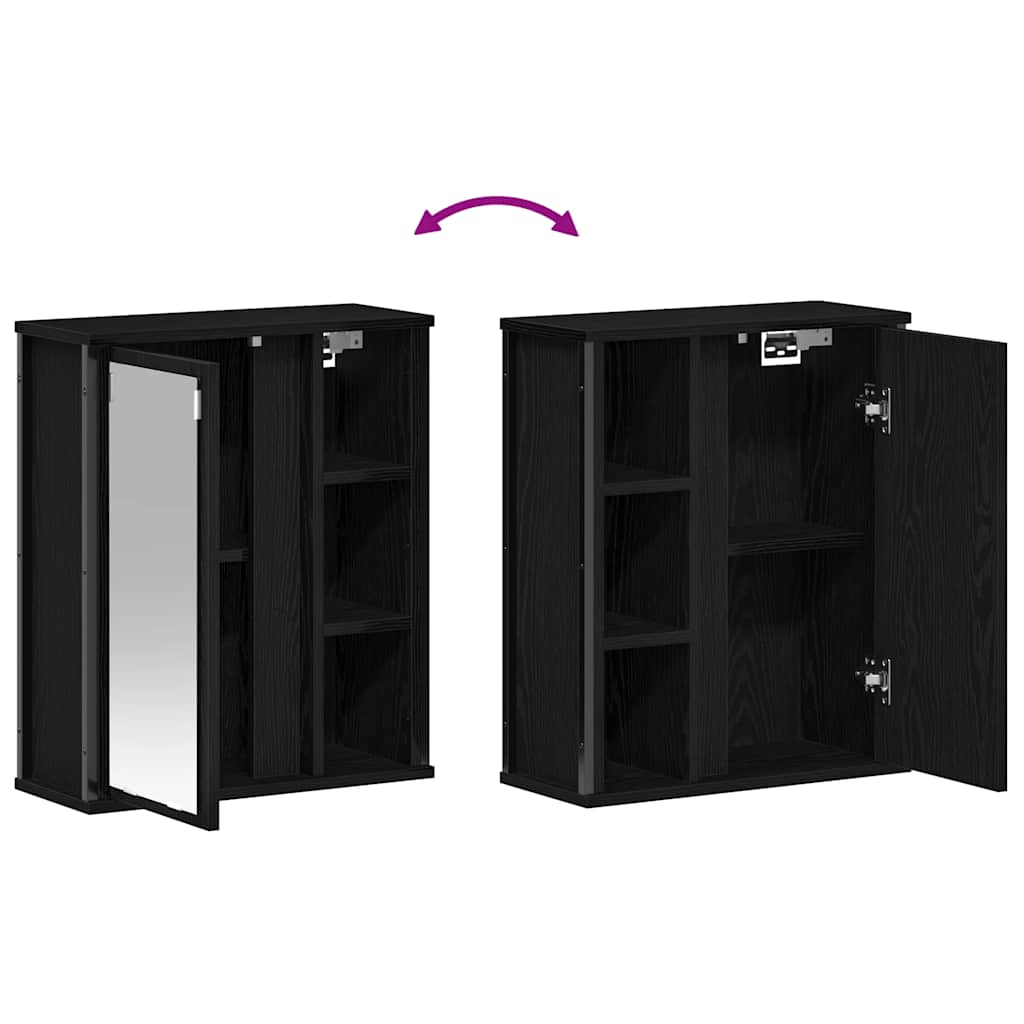 vidaXL Ντουλάπι τοίχου μπάνιου με καθρέφτη Μαύρη βελανιδιά 50x21x60εκ.