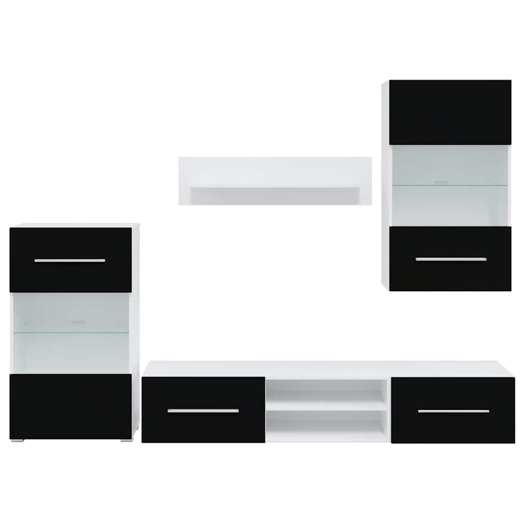 vidaXL Μονάδες τηλεόρασης 5 τεμαχίων με φωτισμό LED Ματ Μαύρο