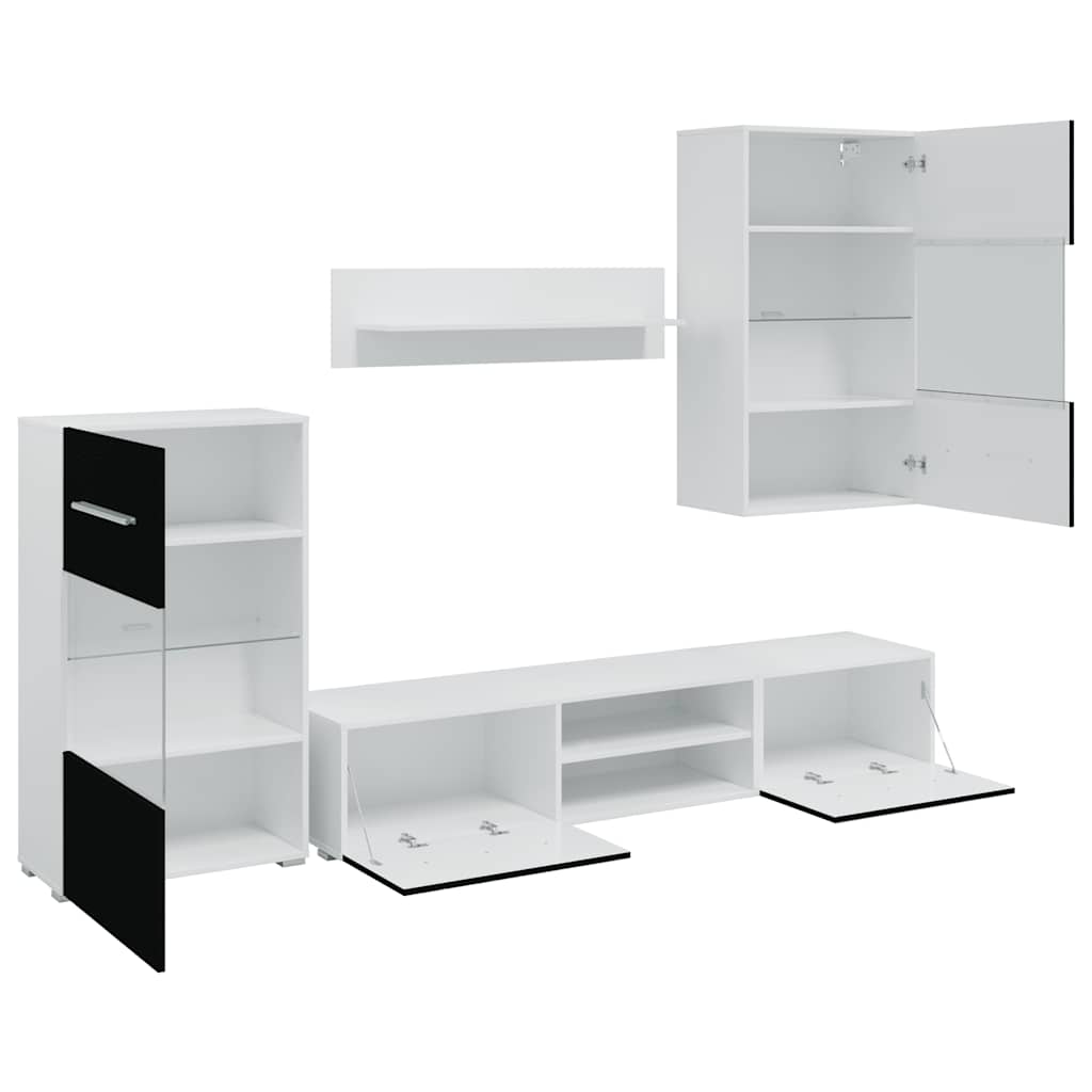 vidaXL Μονάδες τηλεόρασης 5 τεμαχίων με φωτισμό LED Ματ Μαύρο