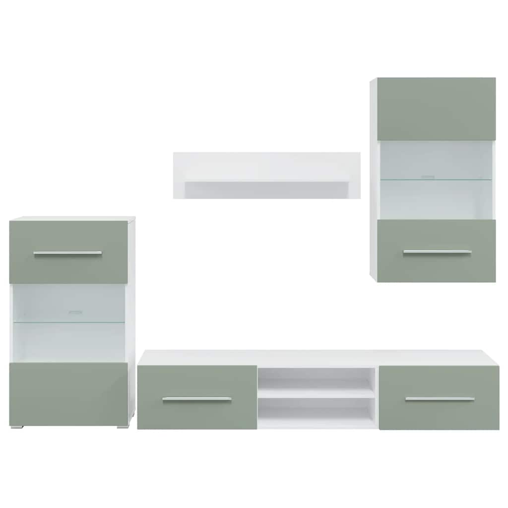 vidaXL Μονάδες τηλεόρασης 5 τεμαχίων με φωτισμό LED Πράσινο Ελιάς