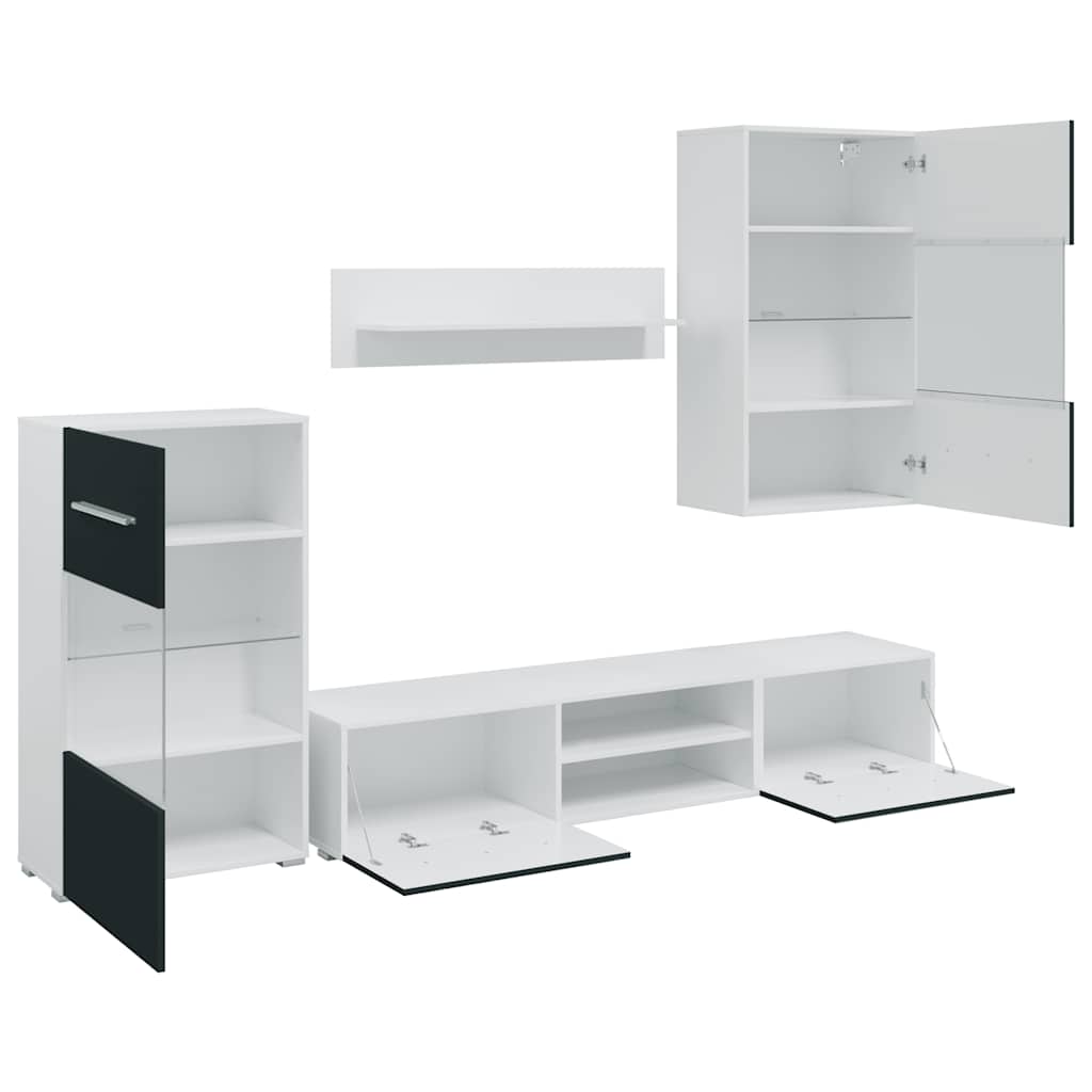 vidaXL Μονάδες τηλεόρασης 5 τεμαχίων με φωτισμό LED Ματ Indigo