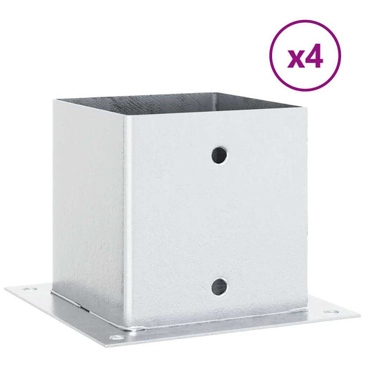 vidaXL Βάσεις στύλων τετράγωνες 4 τεμάχια Ασημί Γαλβανισμένος χάλυβας