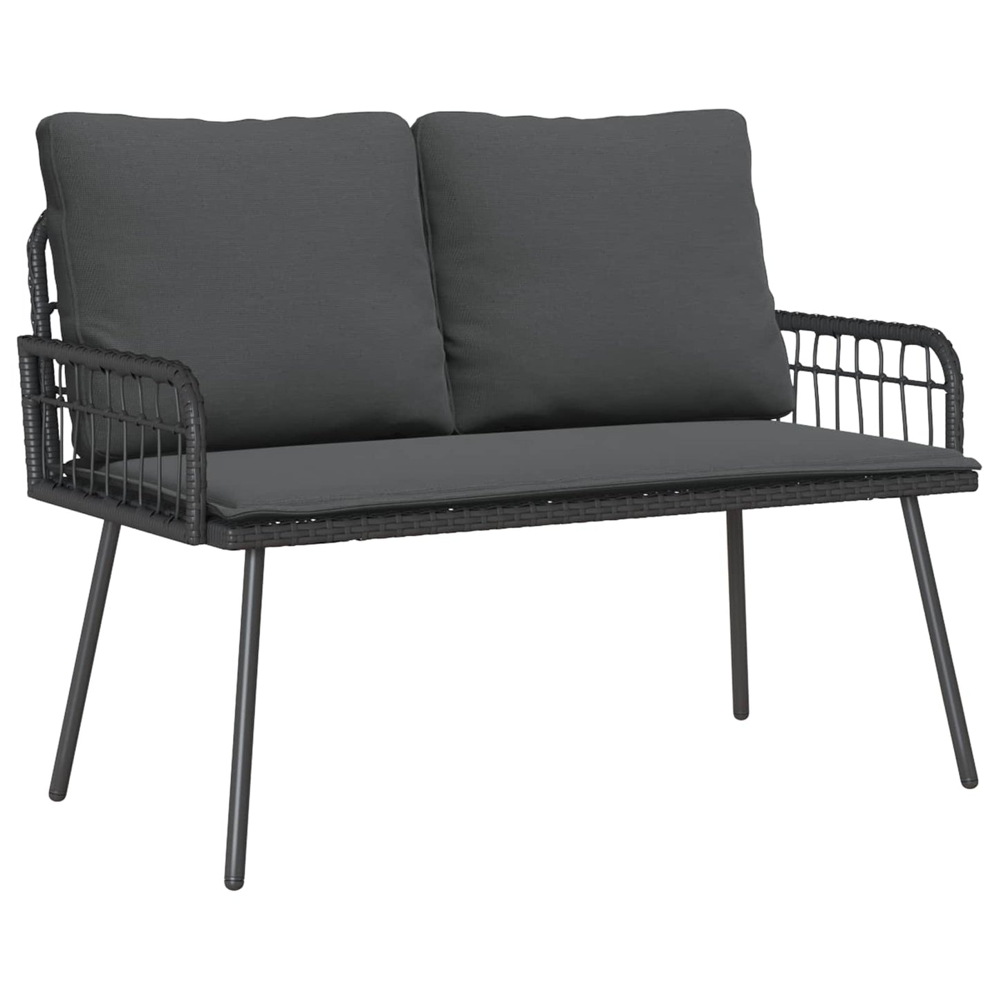 vidaXL Παγκάκι κήπου με μαξιλάρι Ανθρακί 114 x 64 x 90 εκ. Ατσάλι