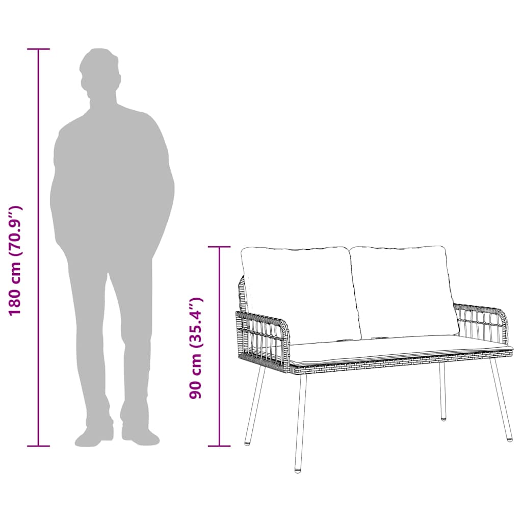 vidaXL Παγκάκι Κήπου Μαύρο 114x64x78 εκ. Πολυ Ράταν