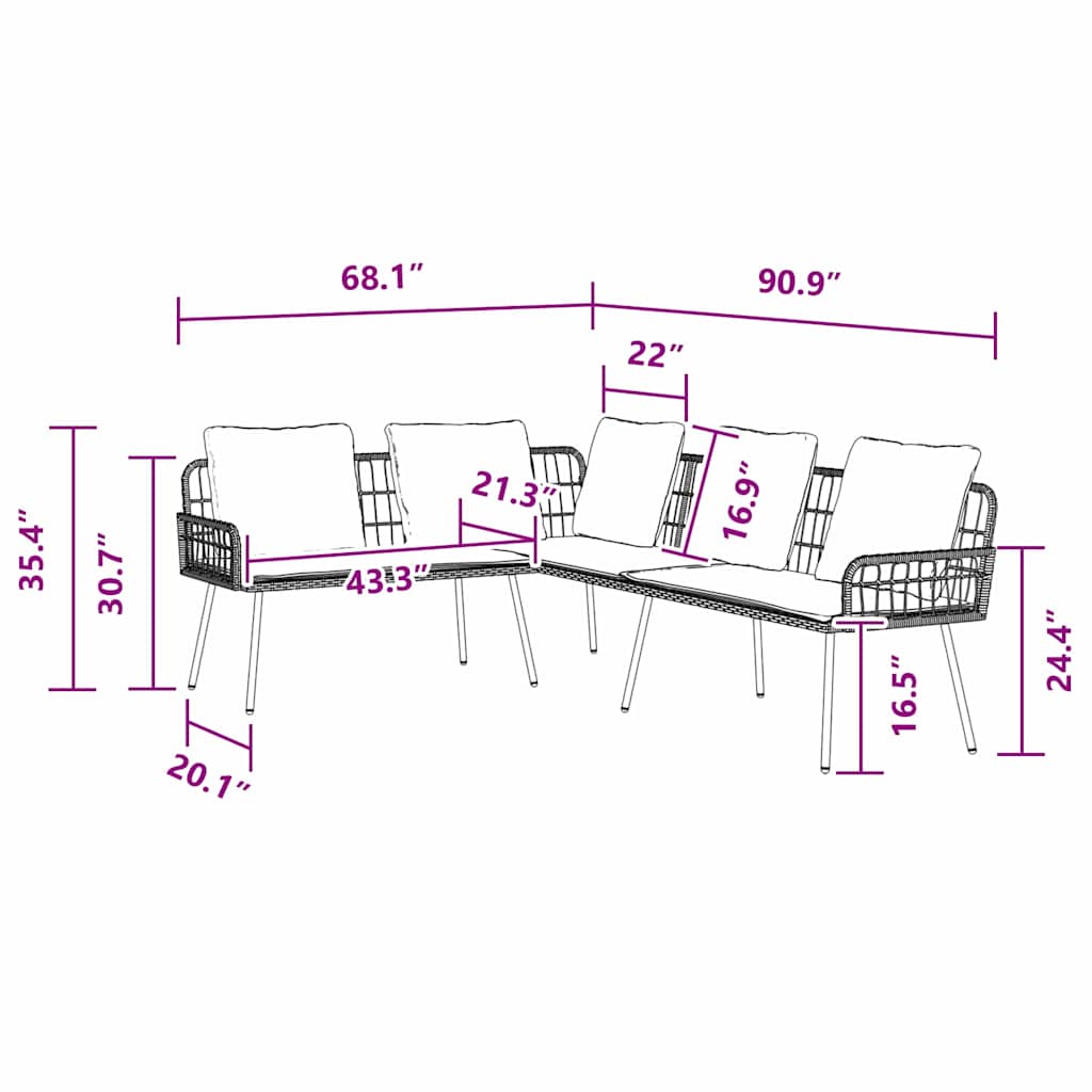 vidaXL Καναπές με μαξιλάρι Γκρι 61.5 x 123 x 82cm Μέταλλο