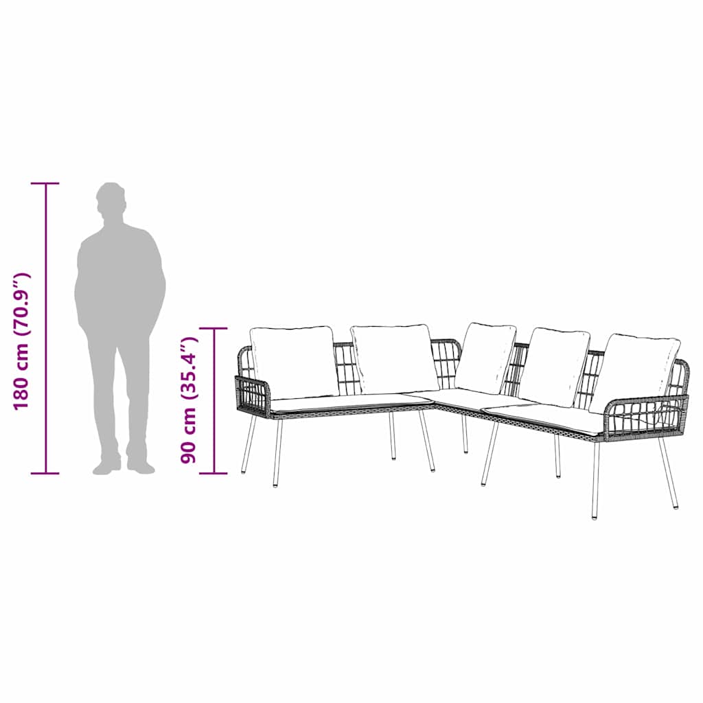 vidaXL Καναπές με μαξιλάρι Καφέ 61.5 x 123 x 82cm Μέταλλο