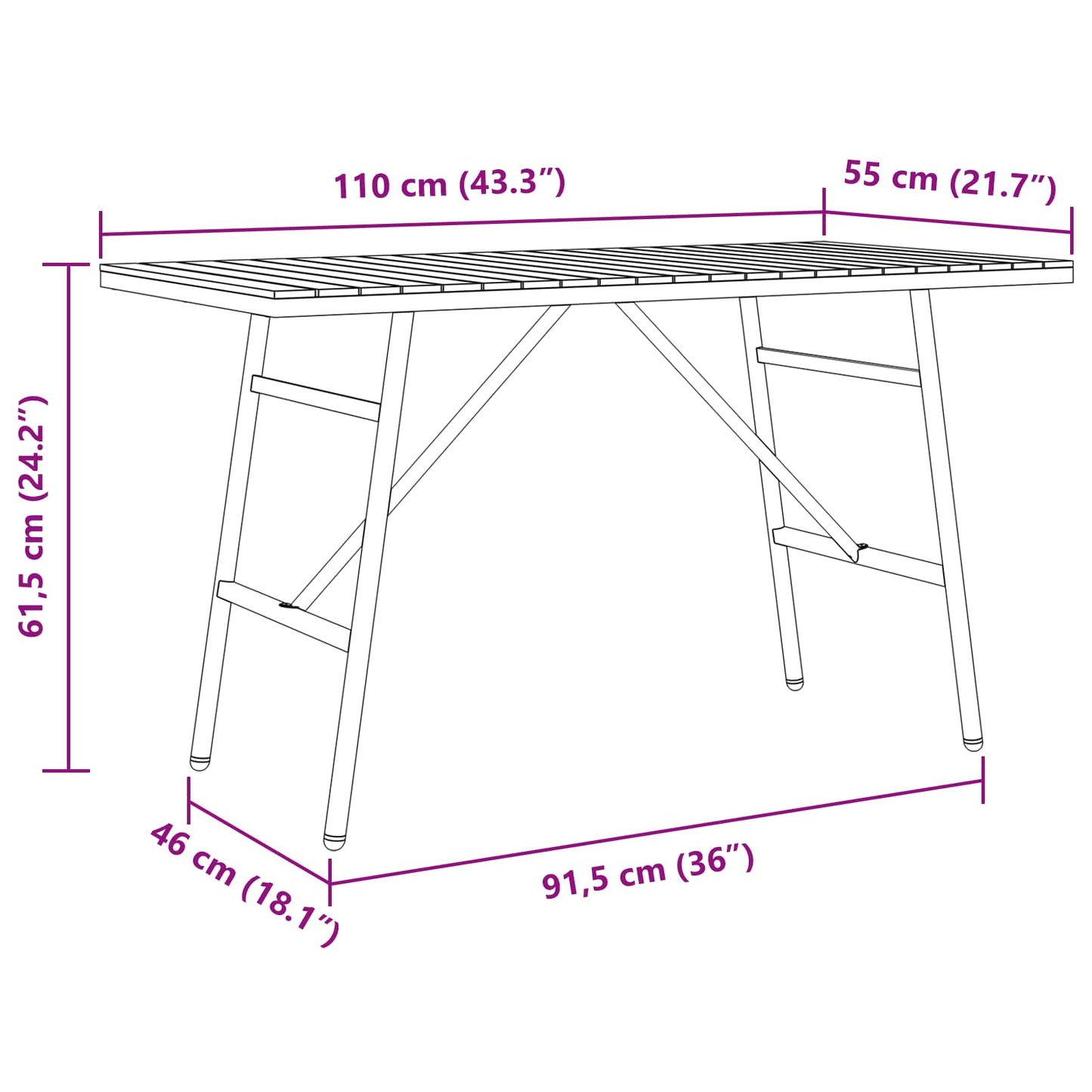 vidaXL Τραπεζαρία Καφέ 110 x 55 x 61,5 εκ. Στερεό Ξύλο Ακακίας