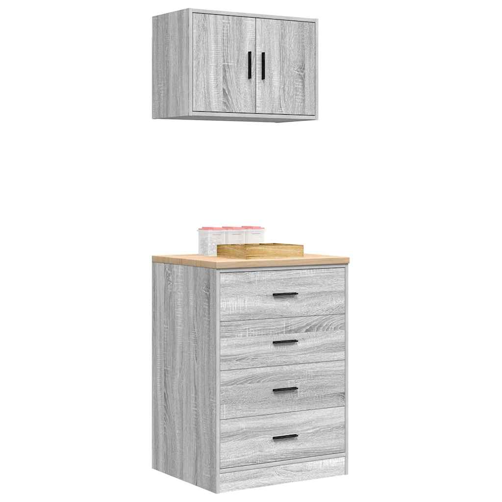 vidaXL ντουλάπια γκαράζ 2 τεμ. Γκρι Sonoma από Επεξεργασμένο Ξύλο