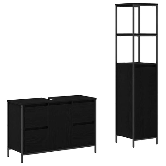 vidaXL Σετ Επίπλων Μπάνιου με ράφι 2 pcs Μαύρη δρυς 36 x 35 x 165 εκ