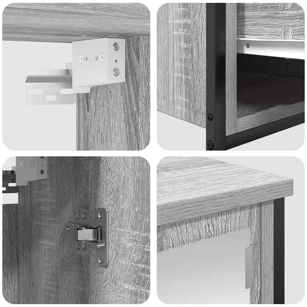 vidaXL Σετ 5 κομματιών επίπλων μπάνιου σε γκρι σονόμα από επεξεργασμένο ξύλο