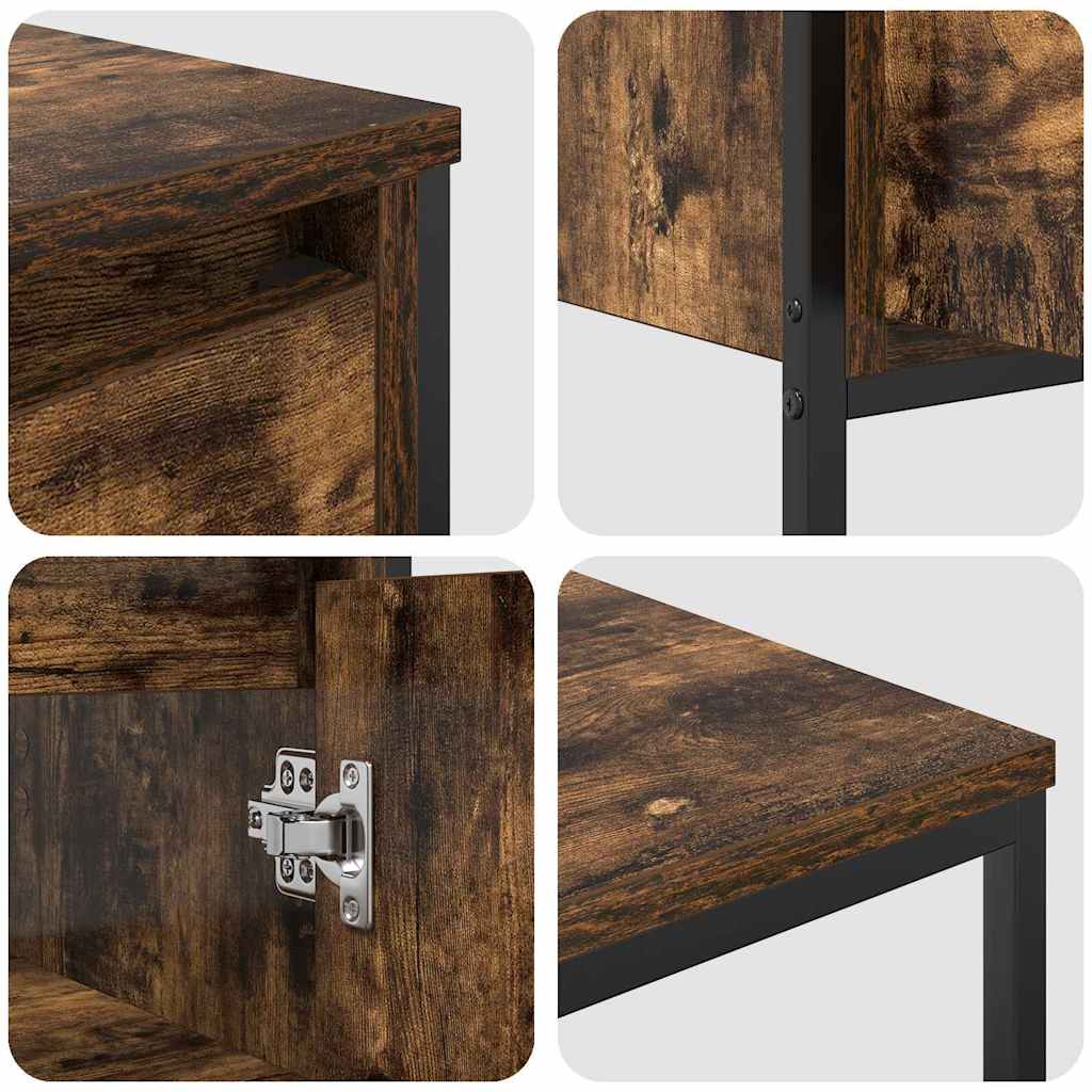 vidaXL Σετ Επίπλων Μπάνιου Τριών Κομματιών σε Σκοτισμένο Δρυ - Επεξεργασμένο Ξύλο