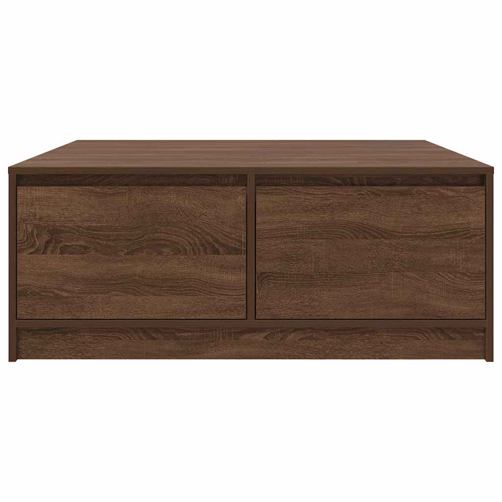 vidaXL Τραπεζάκι σαλονιού με συρτάρια Καφέ Δρυς 100x100x40 εκ.