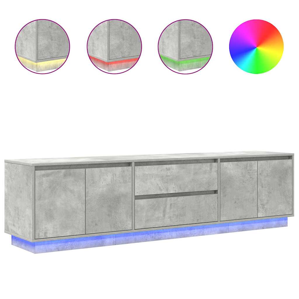 vidaXL Έπιπλο Τηλεόρασης με LED Γκρι Σκυροδέματος 193,5x41x50 εκ.