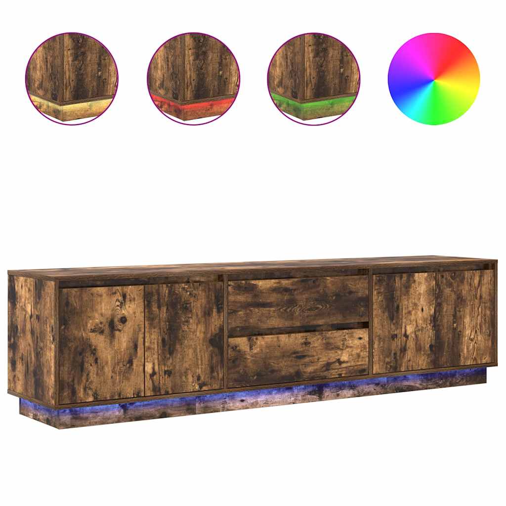 vidaXL Έπιπλο Τηλεόρασης με LED Καπνιστή Δρυς 193,5x41x50 εκ.