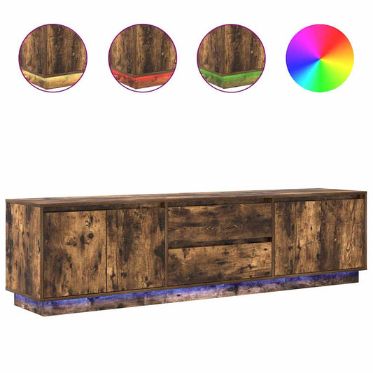 vidaXL Έπιπλο Τηλεόρασης με LED Καπνιστή Δρυς 193,5x41x50 εκ.