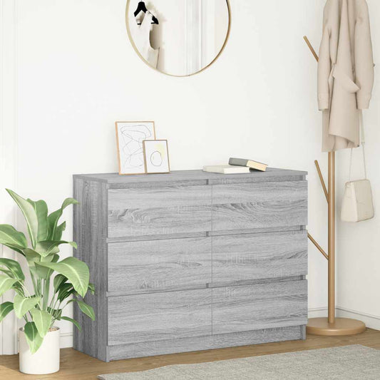 vidaXL Sideboard Γκρι Sonoma 100x35x76 cm Ξύλινο μηχανουργικό ξύλο