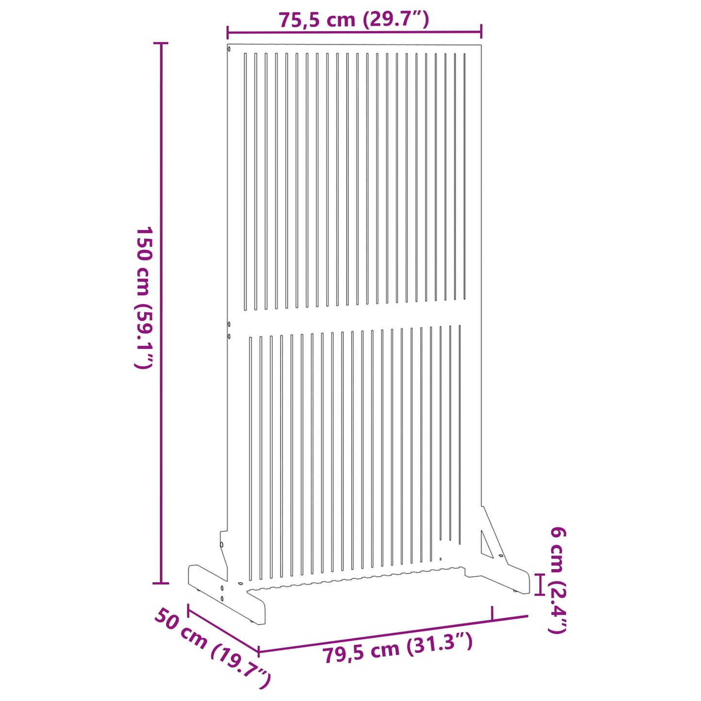 vidaXL Οθόνη Ιδιωτικότητας Καφέ 79,5 x 50 x 150 εκ.