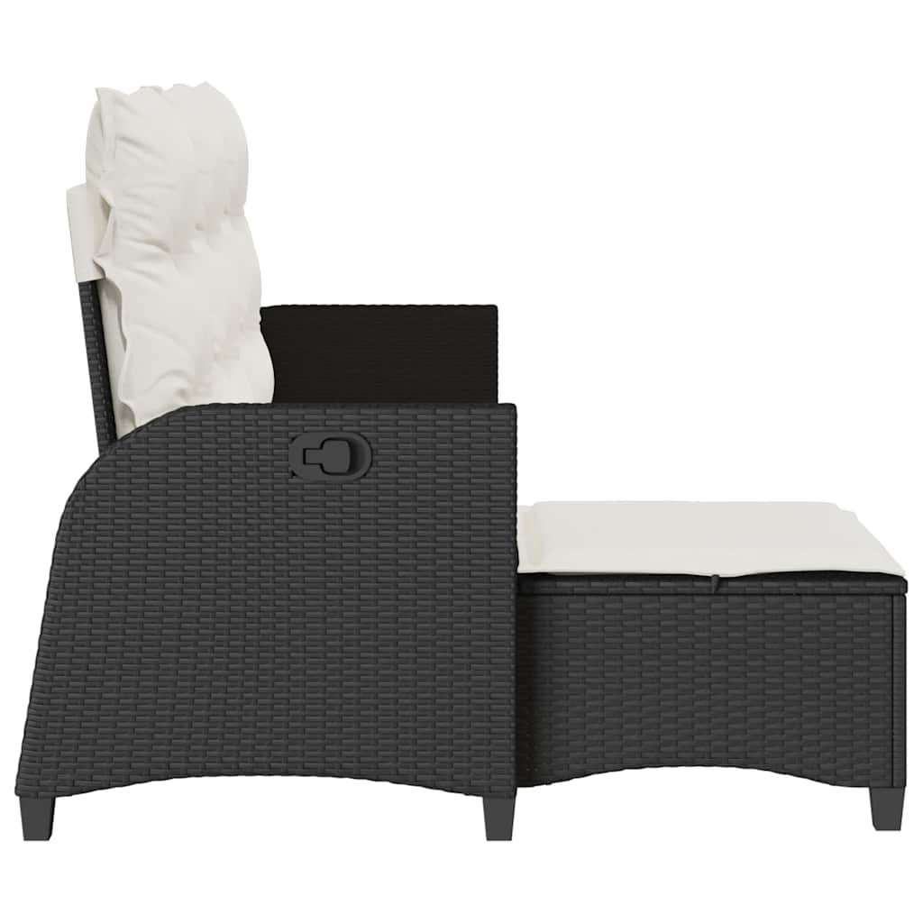 vidaXL Ανακλινόμενος καναπές κήπου με μαξιλάρια σε σχήμα L Μαύρος