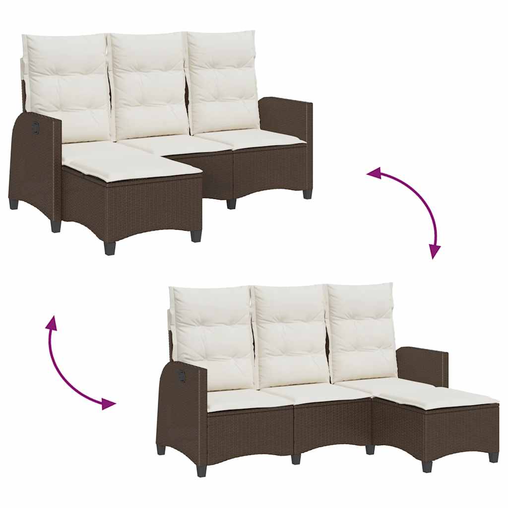 vidaXL Ανακλινόμενος καναπές κήπου με μαξιλάρια σε σχήμα L Brown