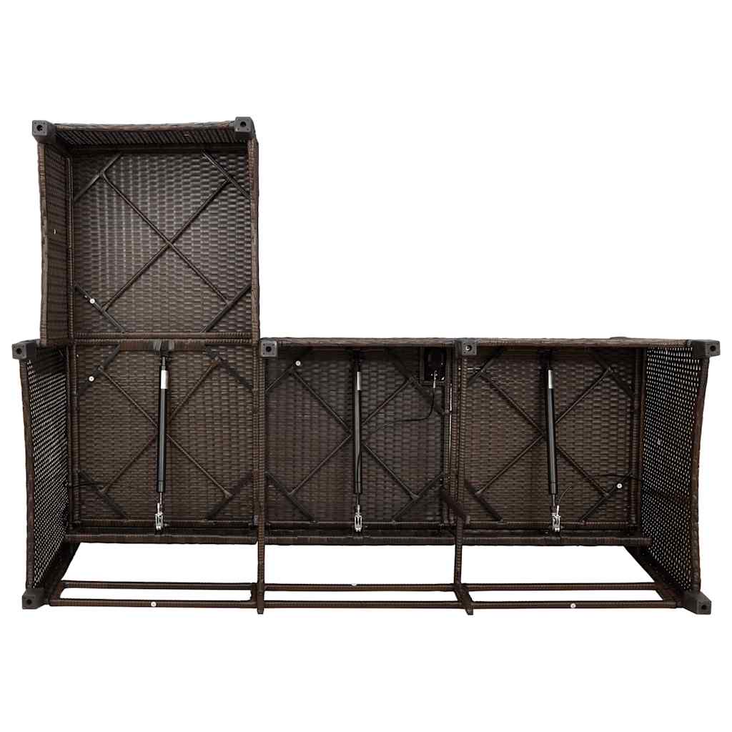 vidaXL Ανακλινόμενος καναπές κήπου με μαξιλάρια σε σχήμα L Brown