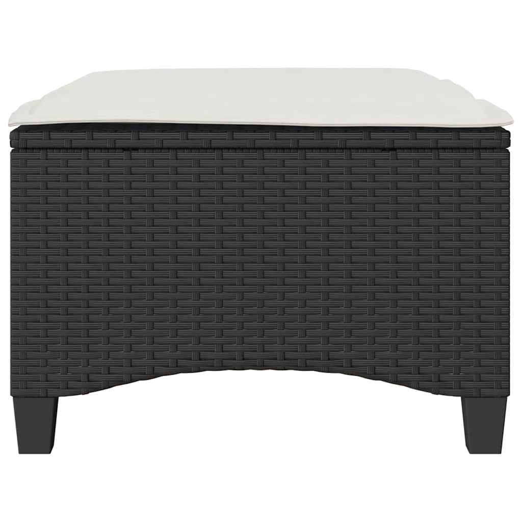 vidaXL Σκαμπό Κήπου με Μαξιλάρια 2 τεμ. Μαύρα 55x55x36 εκ. από Συνθετικό Ρατάν