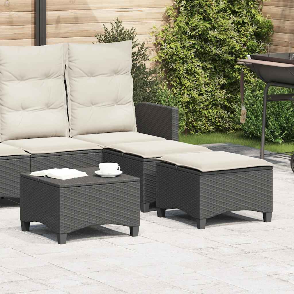 vidaXL Σκαμπό Κήπου με Μαξιλάρια 2 τεμ. Μαύρα 55x55x36 εκ. από Συνθετικό Ρατάν